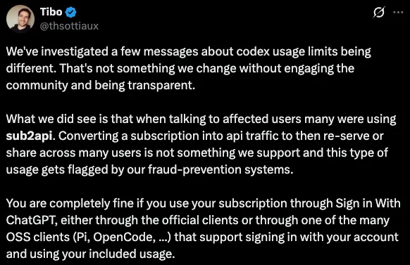 Statement explaining subscription enforcement for third-party clients and shared API traffic