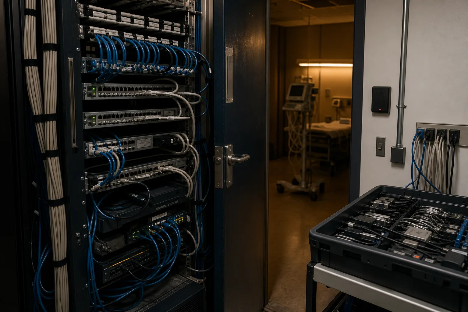 Clinical network closet and device connections that sit behind electronic health records