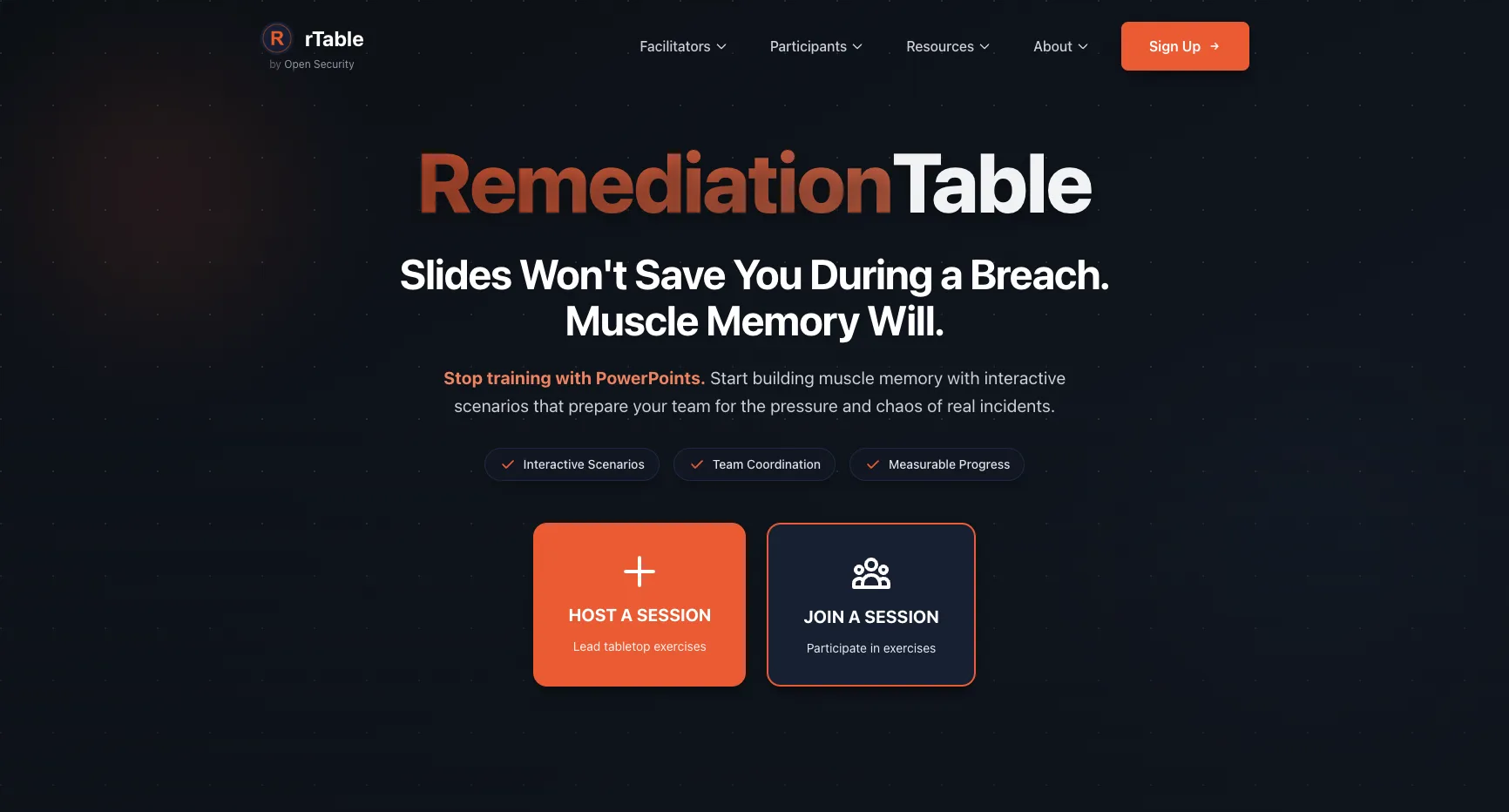 RTable tabletop and readiness interface used in training and awareness engagements